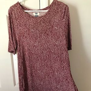 Old Navy Long Line Shirt Burgundy Color Size Large